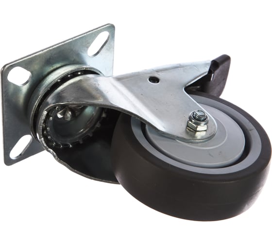 Изображение товара Поворотное колесо Brante 75 мм на площадке с тормозом серая резина NF-0130 104120