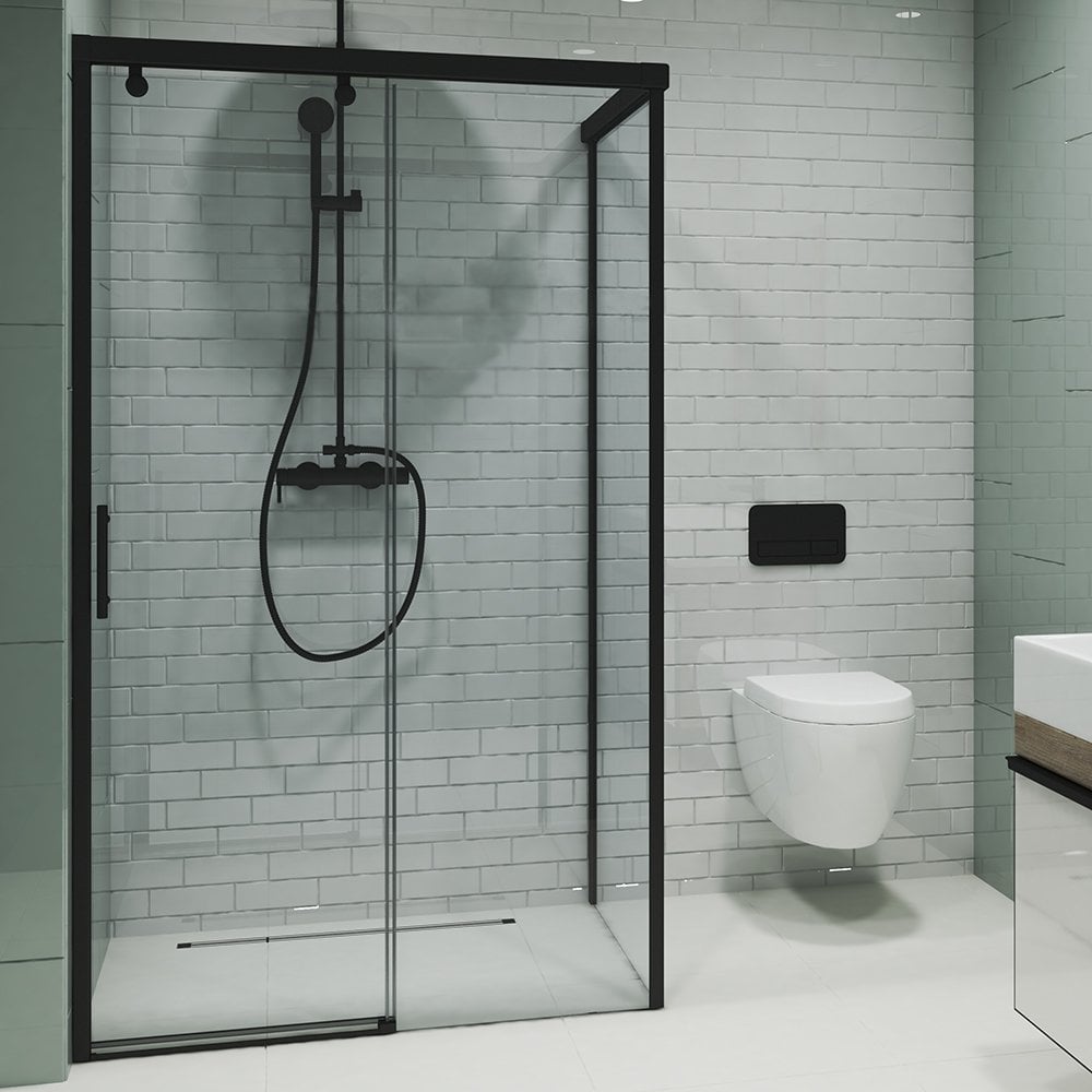 Душевой уголок GuteWetter gwmpslrc863b 85x160x200 см, профиль черный матовый, стекло бесцветное закаленное 8/6 мм 4698032822415