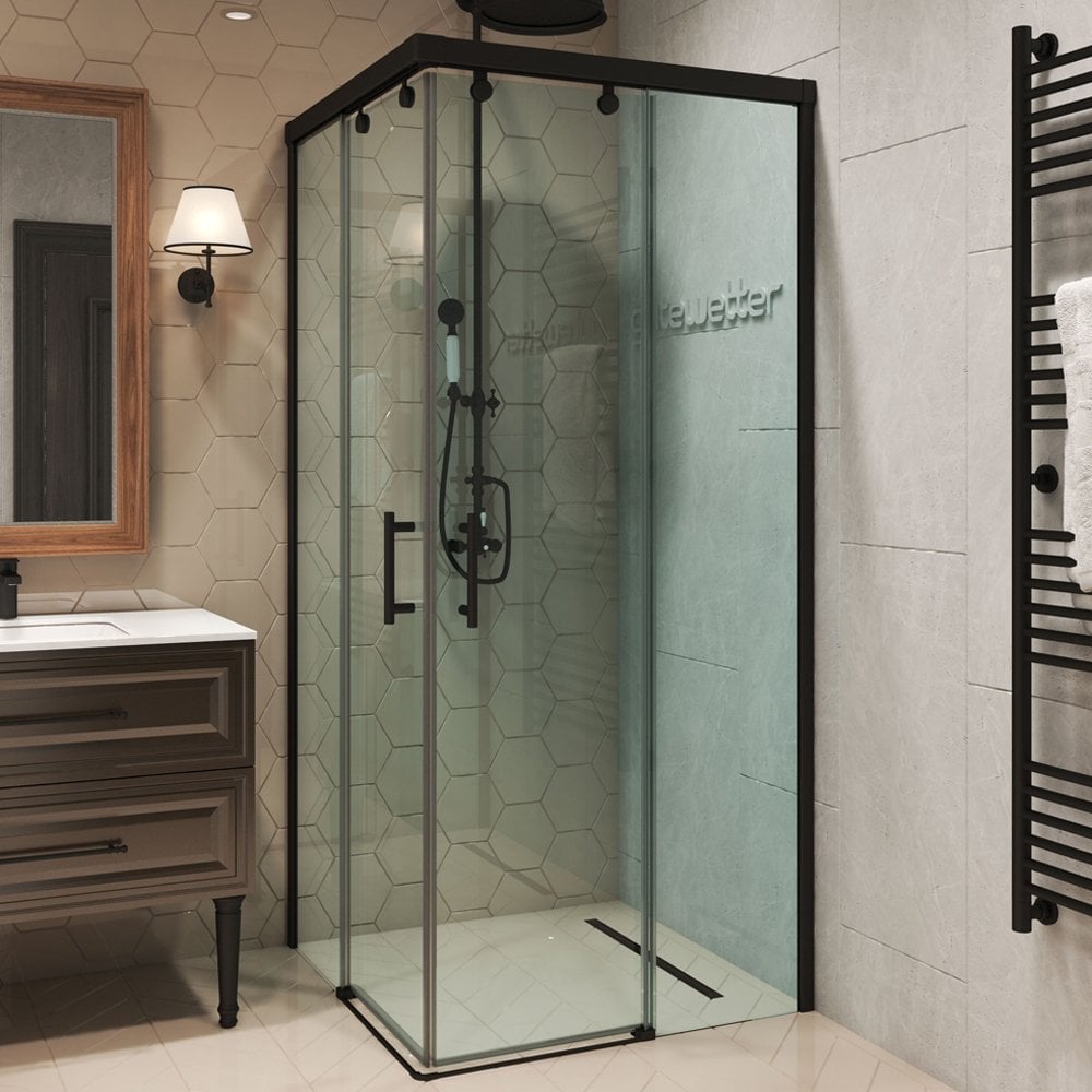 Изображение товара Душевой уголок GuteWetter gwmpslrc864 95x90x200 см черный матовый стекло 8/6 мм