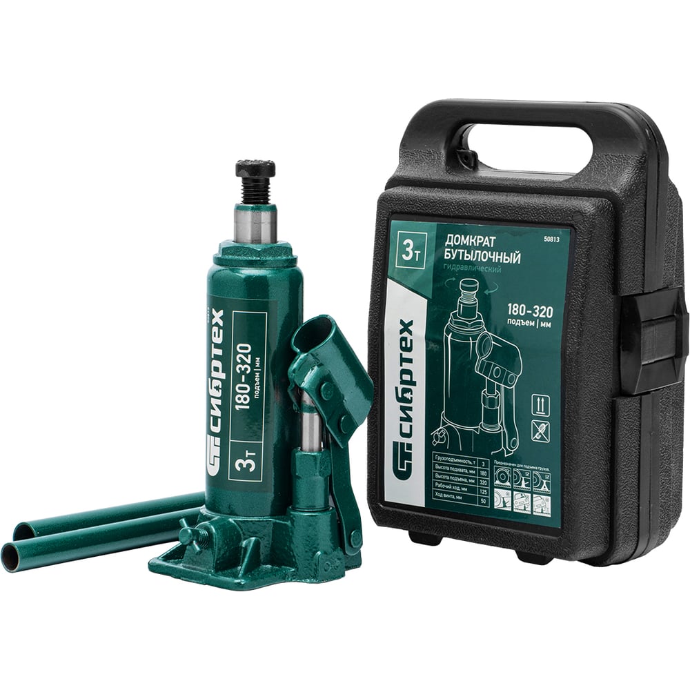 Изображение товара Домкрат гидравлический бутылочный СИБРТЕХ 3 т с кейсом