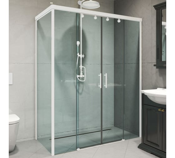 Изображение товара Душевой уголок GuteWetter gwmpslrc865 105x140x200 см, профиль белый матовый, стекло бесцветное закаленное 8/6 мм 4698032888992