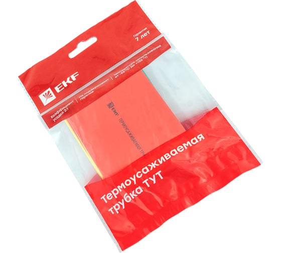 Изображение товара Термоусаживаемая трубка EKF ТУТ 50/25 набор: 7 цветов по 3шт. 100мм. PROxima tut-n-50