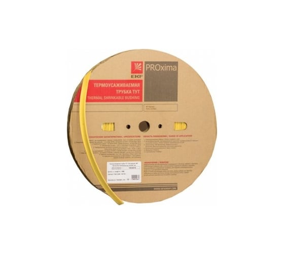 Изображение товара Термоусаживаемая трубка EKF ТУТ 12/6 желтая рулон PROxima tut-12-y