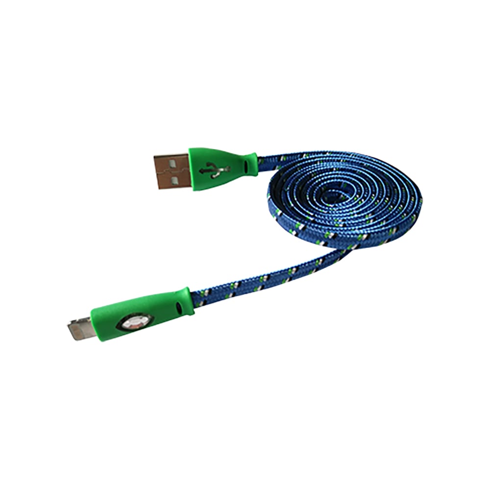 фото Светящиеся кабель rexant usb разъемы для iphone 5/6/7 моделей шнур шелк плоский 1м синий 18-4259