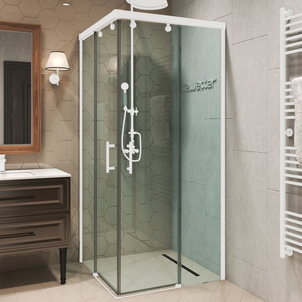 Изображение товара Душевой уголок GuteWetter 75x75x200 см, белый матовый профиль