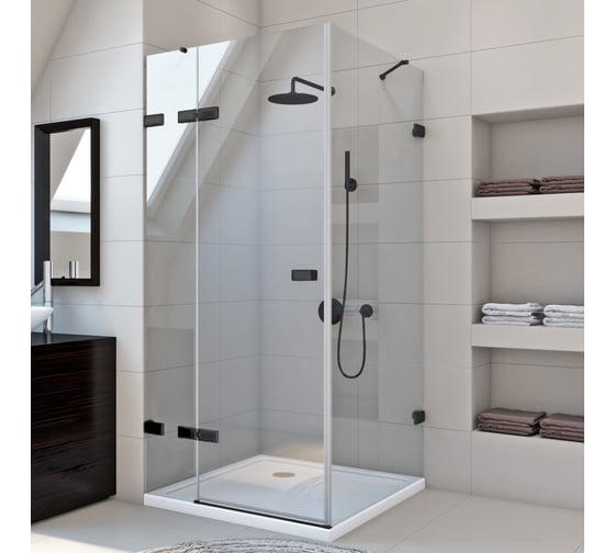 Изображение товара Душевой уголок GuteWetter gwmptrsq863-86 90x90x200 см, профиль черный матовый, стекло бесцветное закаленное 8/6 мм 4698032929756