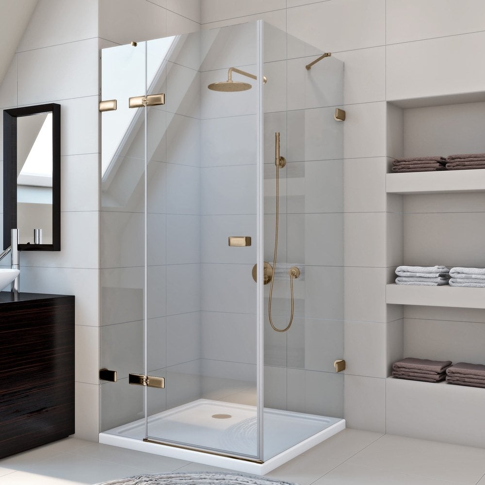 Душевой уголок GuteWetter gwmptrsq863-86 100x100x200 см, профиль бронзовый, стекло бесцветное закаленное 8/6 мм 4698032930837
