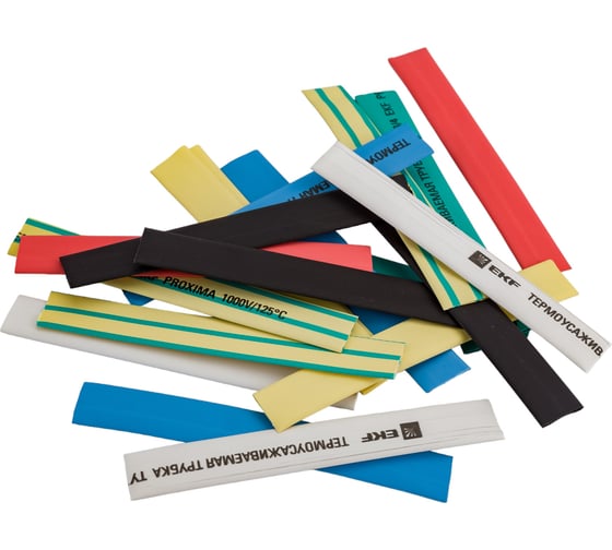 Изображение товара Термоусаживаемая трубка EKF ТУТ 8/4 PROxima набор: 7 цветов по 3шт., 100мм tut-n-8