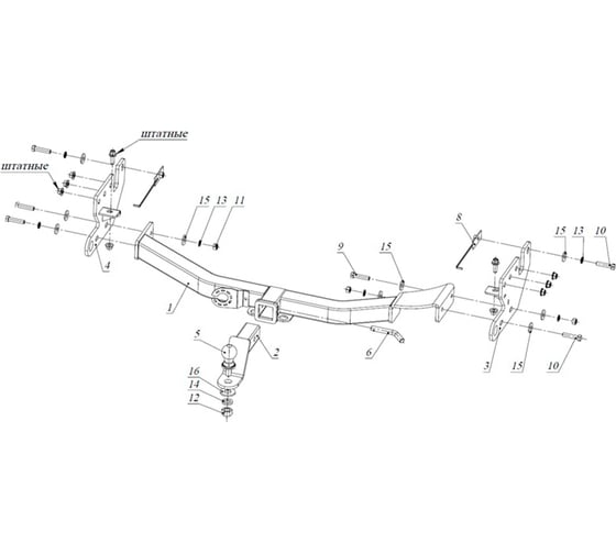 Изображение товара Фаркоп Бизон для Mitsubishi Pajero Sport II 2008-2016, Mitsubishi Pajero Sport III 2016-2021 тип шара E FA 1005-E(N)
