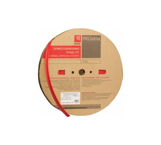Изображение товара Термоусаживаемая трубка EKF ТУТ 4/2 красная рулон 200 метров PROxima tut-4-r