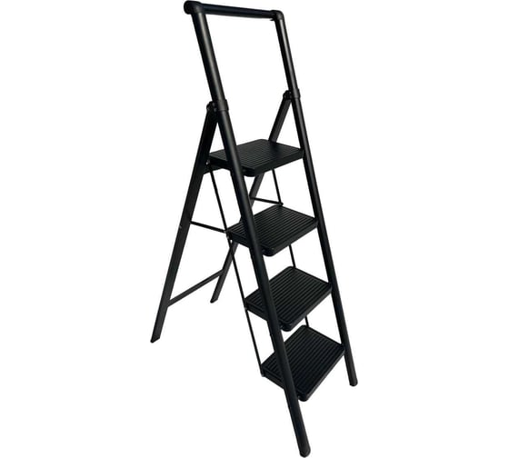Изображение товара Стальная стремянка АЛЮБЭСТ Lux черный цвет, 4 ступени, 93 см DLS504B