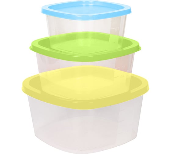 Изображение товара Контейнеры для СВЧ и заморозки Мультипласт Групп в наборе 3 шт 0,5 + 0,9 + 1,55 л ПАСТЕЛЬ MPG7198