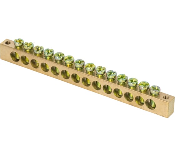 Изображение товара Шина EKF PEN, ноль-земля, 8х12мм, 14 отверстий, латунь, крепеж по краям 10 шт PROxima SQ sn0-125-14-k