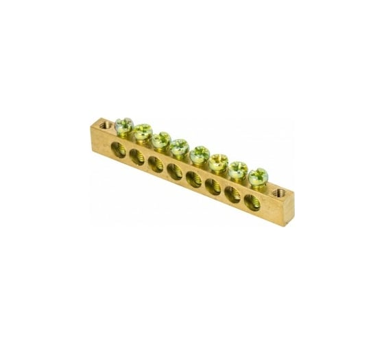 Изображение товара Шина EKF PEN, ноль-земля, 8х12мм, 8 отверстий, латунь, крепеж по краям, PROxima sn0-125-8-k