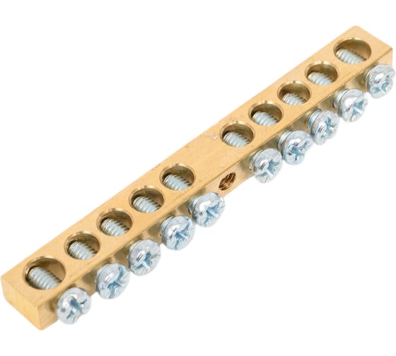 Изображение товара Шина EKF PEN, ноль-земля, 6х9мм, 10 отверстий, латунь, крепеж по центру, PROxima sn0-63-10-r