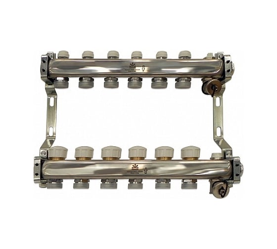 Изображение товара Коллекторный блок Gekon для теплого пола и радиаторного отопления 1x3/4EU 6 отводов GK 75106