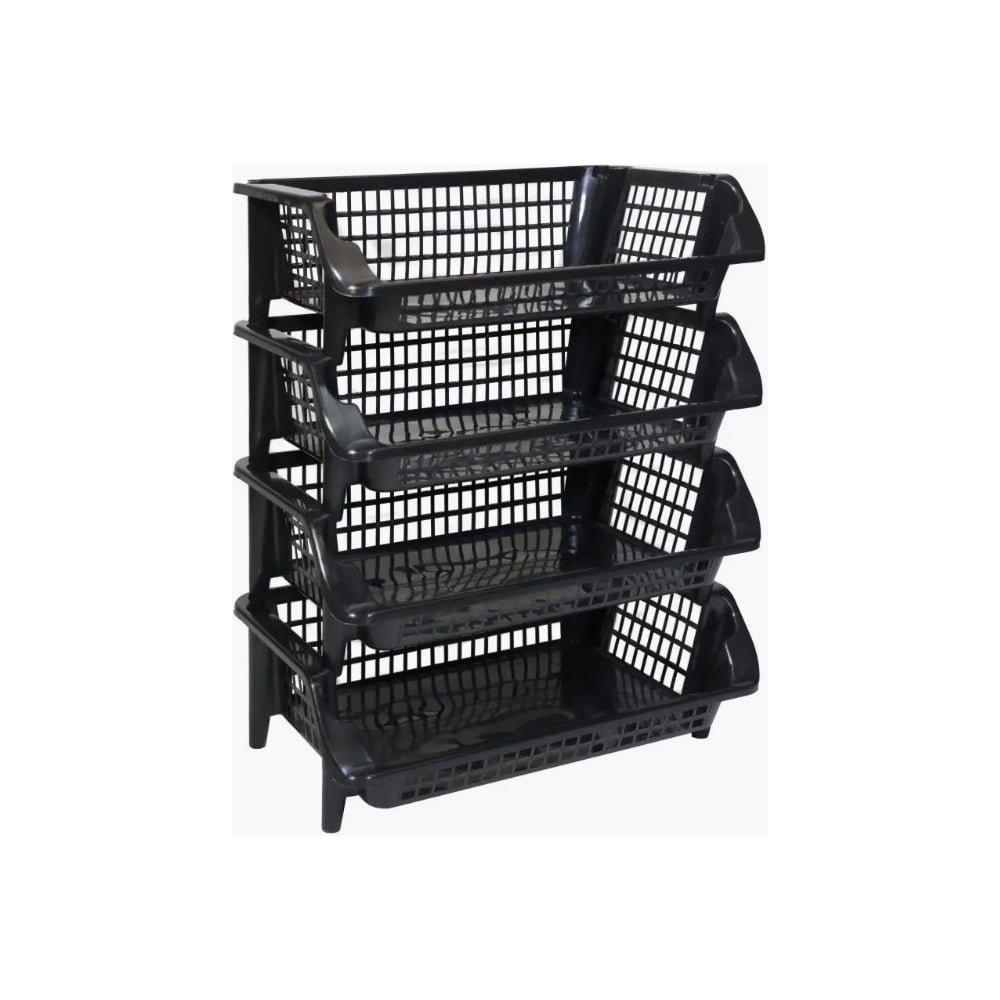 Изображение товара Обувница Color-x 4 яруса черная пластиковая компактная этажерка для обуви