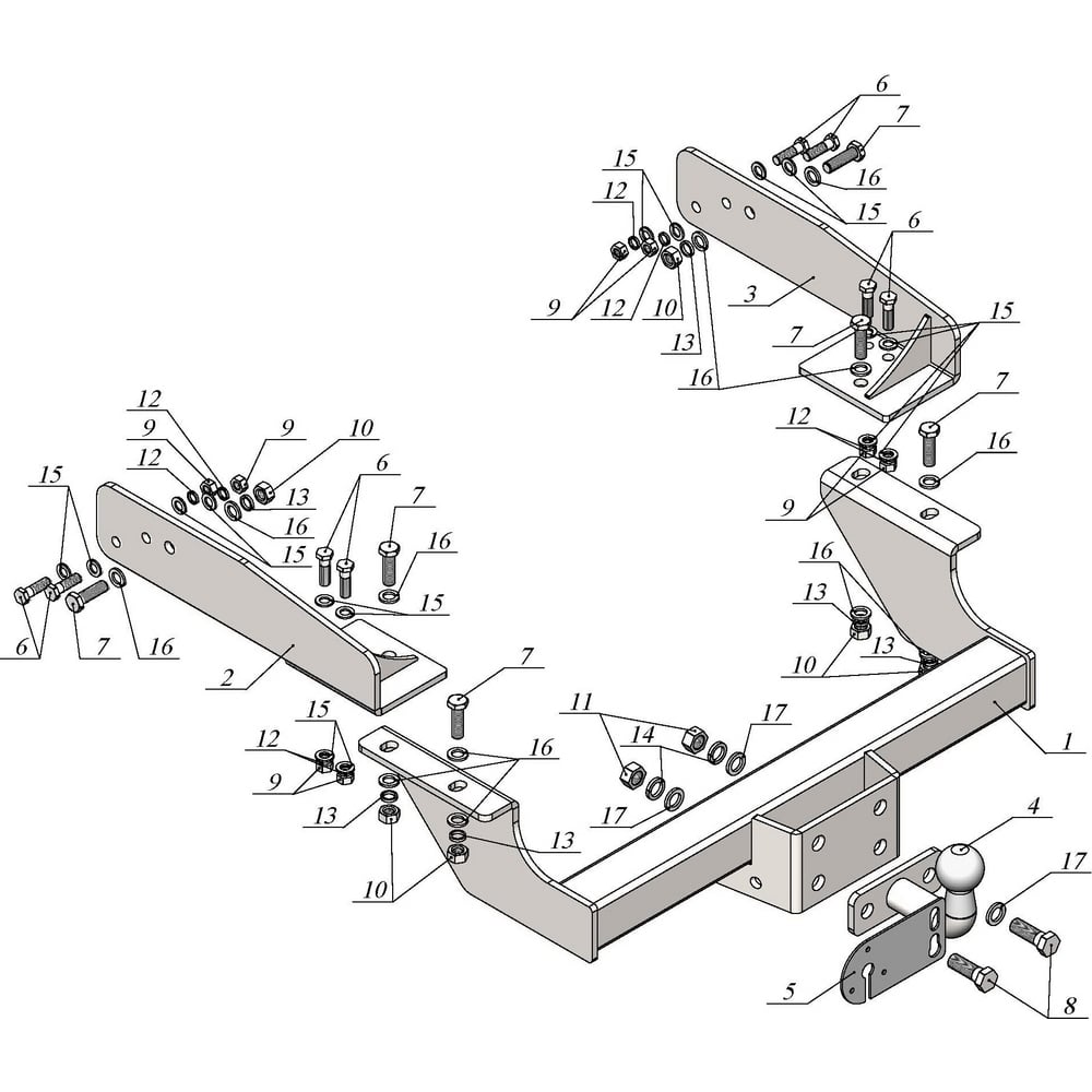Изображение товара Фаркоп TAVIALS для Газель Бизнес 2705 тип шара FC T-GAZ-12FC