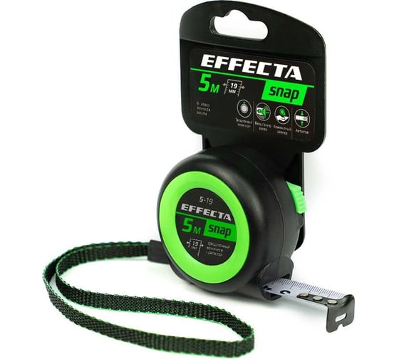 Изображение товара Рулетка EFFECTA SNAP автостоп, 5 м, 19 мм 560519