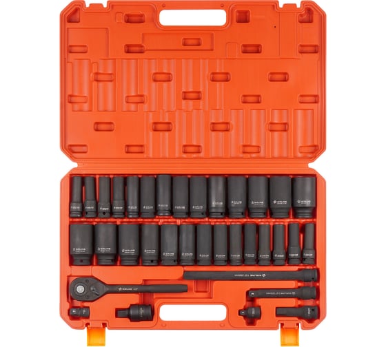 Изображение товара Набор ударных головок Airline 1/2" 78 мм, метрические и дюймовые размеры, пластиковый кейс, 35 предметов ATAS085