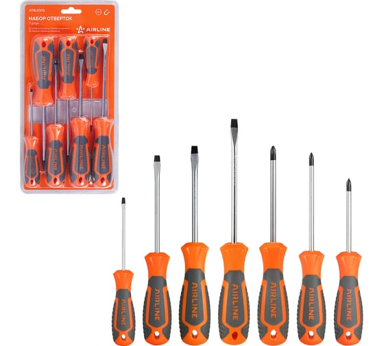 Изображение товара Набор отвёрток Airline SL3, SL5, SL6, PH0, PH, PH2, блистер, 7 предметов ATAU005