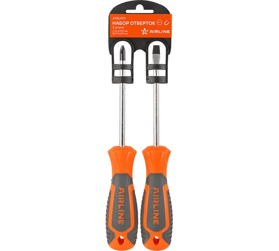 Изображение товара Набор отвёрток Airline SL6x100 мм, PH2x100 мм, пластиковый подвес, 2 предмета ATAU011