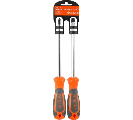 Изображение товара Набор отвёрток Airline SL8x150 мм, PH3x150 мм, пластиковый подвес, 2 предмета ATAU014