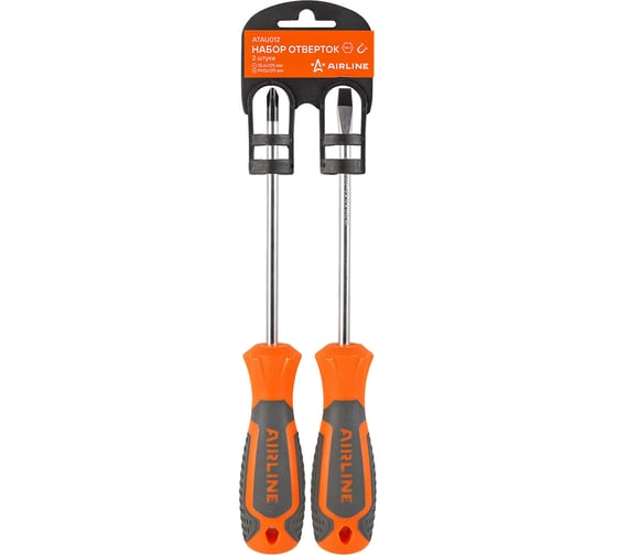 Изображение товара Набор отвёрток Airline SL6x125 мм, PH2x125 мм, пластиковый подвес, 2 предмета ATAU012
