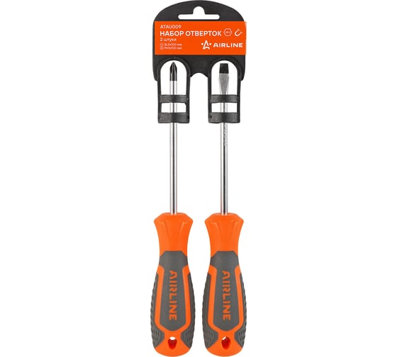 Изображение товара Набор отвёрток Airline SL5x100 мм, PH1x100 мм, пластиковый подвес, 2 предмета ATAU009