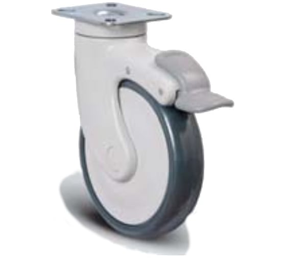 Изображение товара Колесо аппаратное поворотное с подшипником с тормозом 125 мм для медицинского оборудования MFK-TORG EC01-MBT-125-F