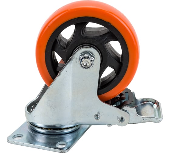 Изображение товара Колесо большегрузное полиуретановое поворотное с тормозом PVC Medium 100 мм MFK-TORG 4024100 PVC