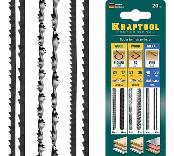 Изображение товара Набор полотен 20 шт для лобзика KRAFTOOL 15348-H20_z02
