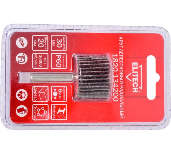 Изображение товара Круг лепестковый 30х20х6 мм, P60 ELITECH 1820.134200 204051