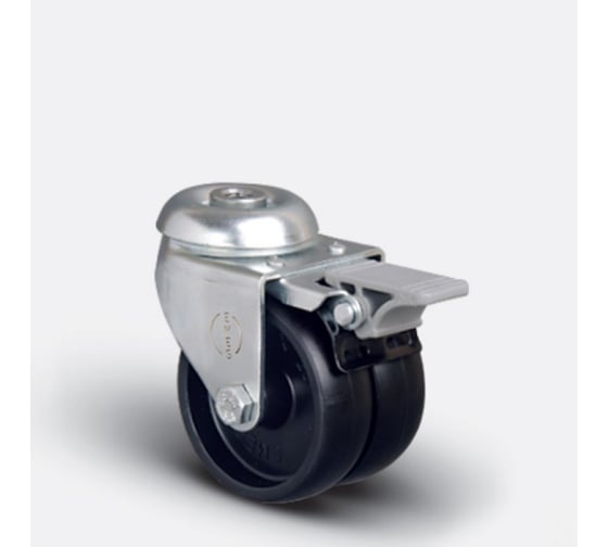 Изображение товара Колесо аппаратное сдвоенное под болт М10 с тормозом 75 мм MFK-TORG ET04 MKM 75 F