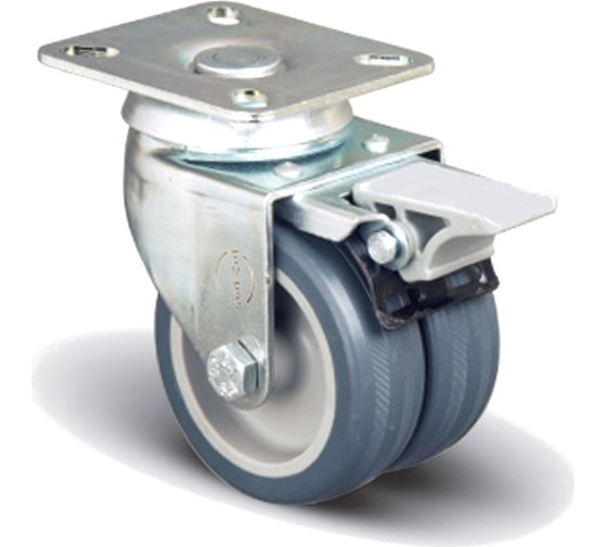 Изображение товара Колесо аппаратное сдвоенное поворотное с тормозом 50 мм MFK-TORG ET01 MKT 50 F