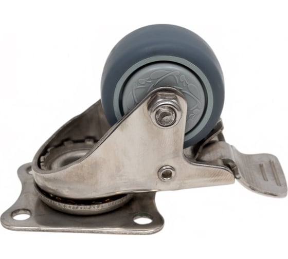 Изображение товара Колесо серая мягкая резина поворотное с тормозом SUS 304 40 мм MFK-TORG 3054040НЕРЖ