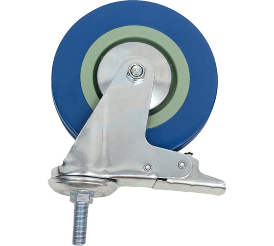 Изображение товара Колесо серая резина крепление болтом М12 с тормозом SCTGB55 125 мм MFK-TORG 3064125