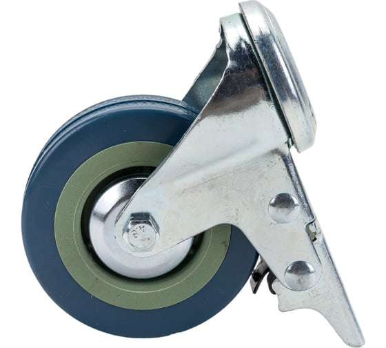 Изображение товара Колесо серая резина под болт отверстие 10 мм с тормозом SCHGB93 75 мм MFK-TORG 3057075