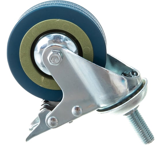 Изображение товара Колесо серая резина крепление болтом М12 с тормозом SCTGB93 75 мм MFK-TORG 3064075 М12