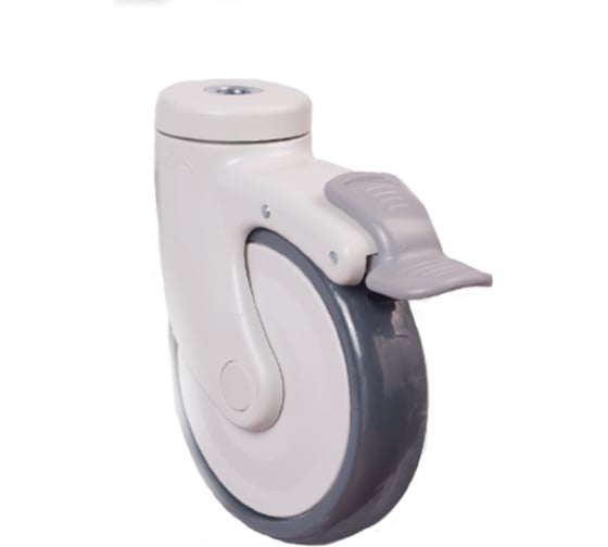 Изображение товара Колесо аппаратное поворотное с подшипником под болт M12 с тормозом 125 мм для медицинского оборудования MFK-TORG EC04-MBT-125-F