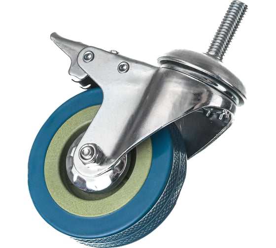 Изображение товара Колесо серая резина крепление болтом М10 с тормозом SCTGB93Д 75 мм MFK-TORG 3064075