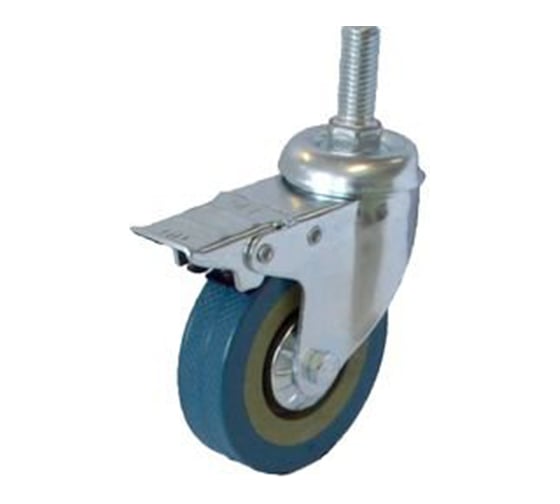 Изображение товара Колесо серая резина крепление болтом М12 с тормозом SCTGB42 100 мм MFK-TORG 3064100