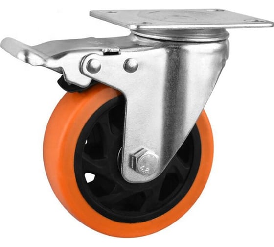 Изображение товара Колесо большегрузное полиуретановое поворотное с тормозом PVC Medium 75 мм MFK-TORG 4024075 PVC