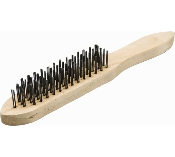 Изображение товара Стальная щетка с деревянной ручкой, 5 рядов КЕДР 203324