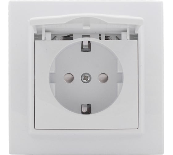 Изображение товара Розетка EKF Минск СП 1-местная, с заземлением и крышкой, с защитной шторкой, 16А, белая Basic ERR16-029-100