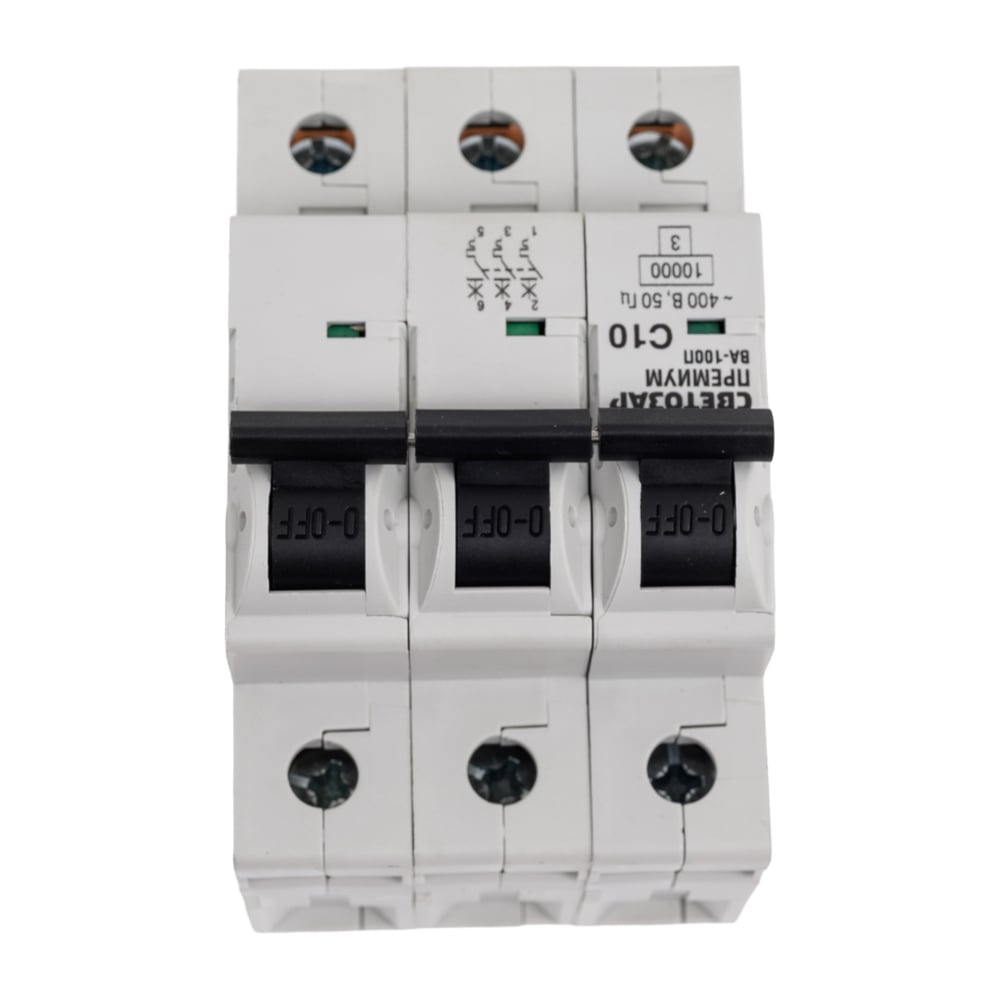 Изображение товара Автоматический выключатель Светозар Премиум 3-полюсный 10 А 10 кА для DIN-рейки