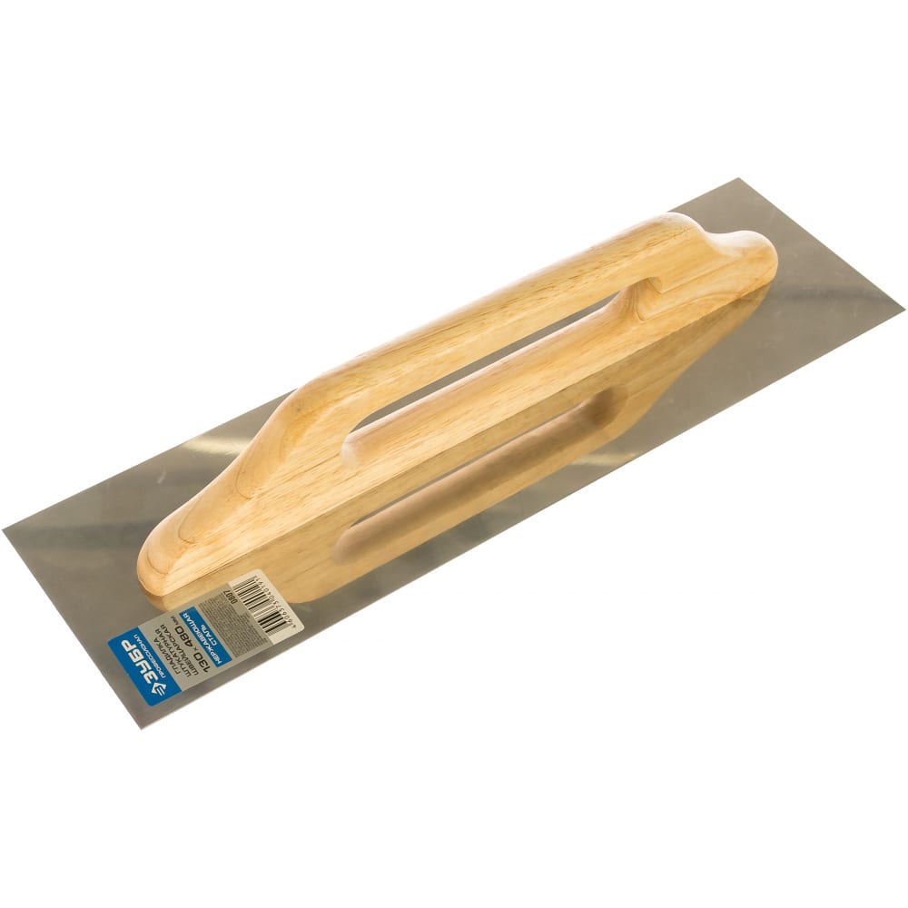 фото Нержавеющая гладилка зубр швейцарская с деревянной ручкой 130x480 мм 0807