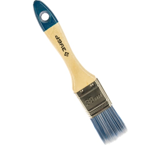Изображение товара Плоская кисть Зубр Аква Мастер искусственная щетина деревянная ручка 38 мм 4-01007-038