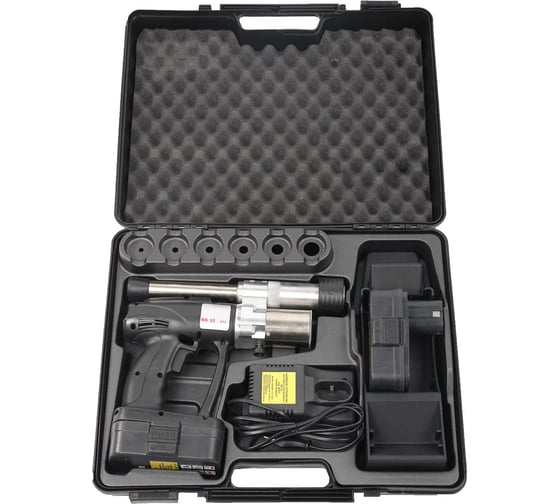 Изображение товара Электрический пресс-инструмент Зубр "ШиреФит" для развальцовки труб в пластиковом кейсе 14-32 мм 51615