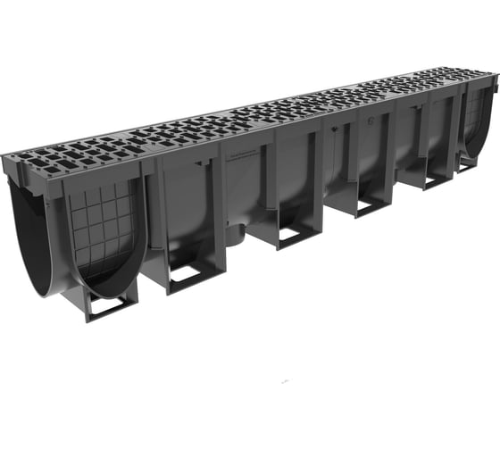 Изображение товара Водоотводный лоток Gidrolica Vs line dn100 пластиковый, 100x14x20 см с решеткой пластиковой в125 11052101